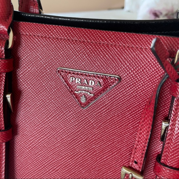 Prada Saffiano Cuir Double red Large Tote bag - Picture 3 of 13